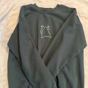 Disney Black and Green Crew Neck Sweater with Green and Red Embroidery